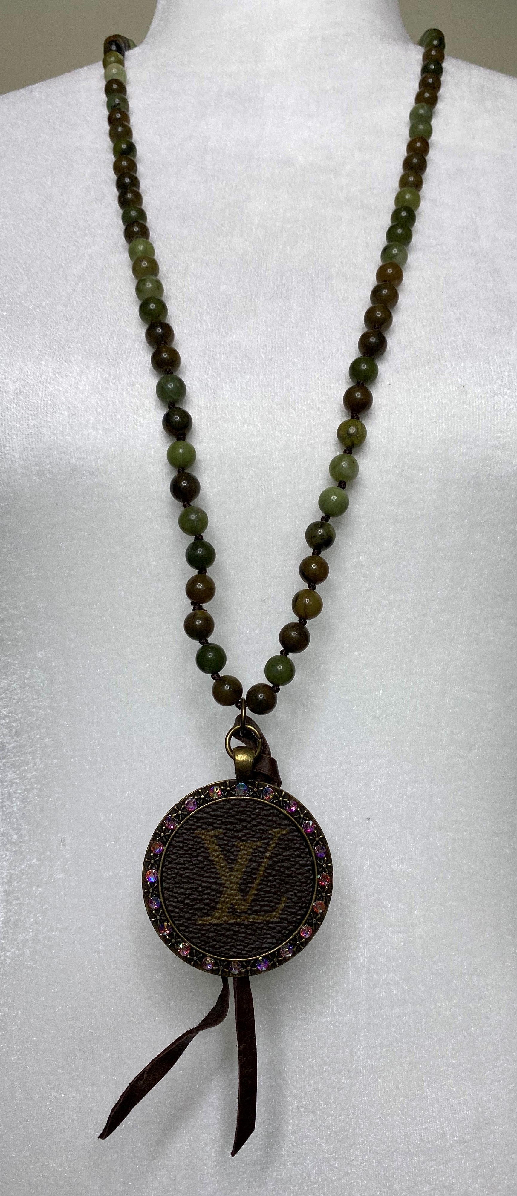 Louis Vuitton, Jewelry, Authentic Louis Vuitton Upcycled Necklace Green