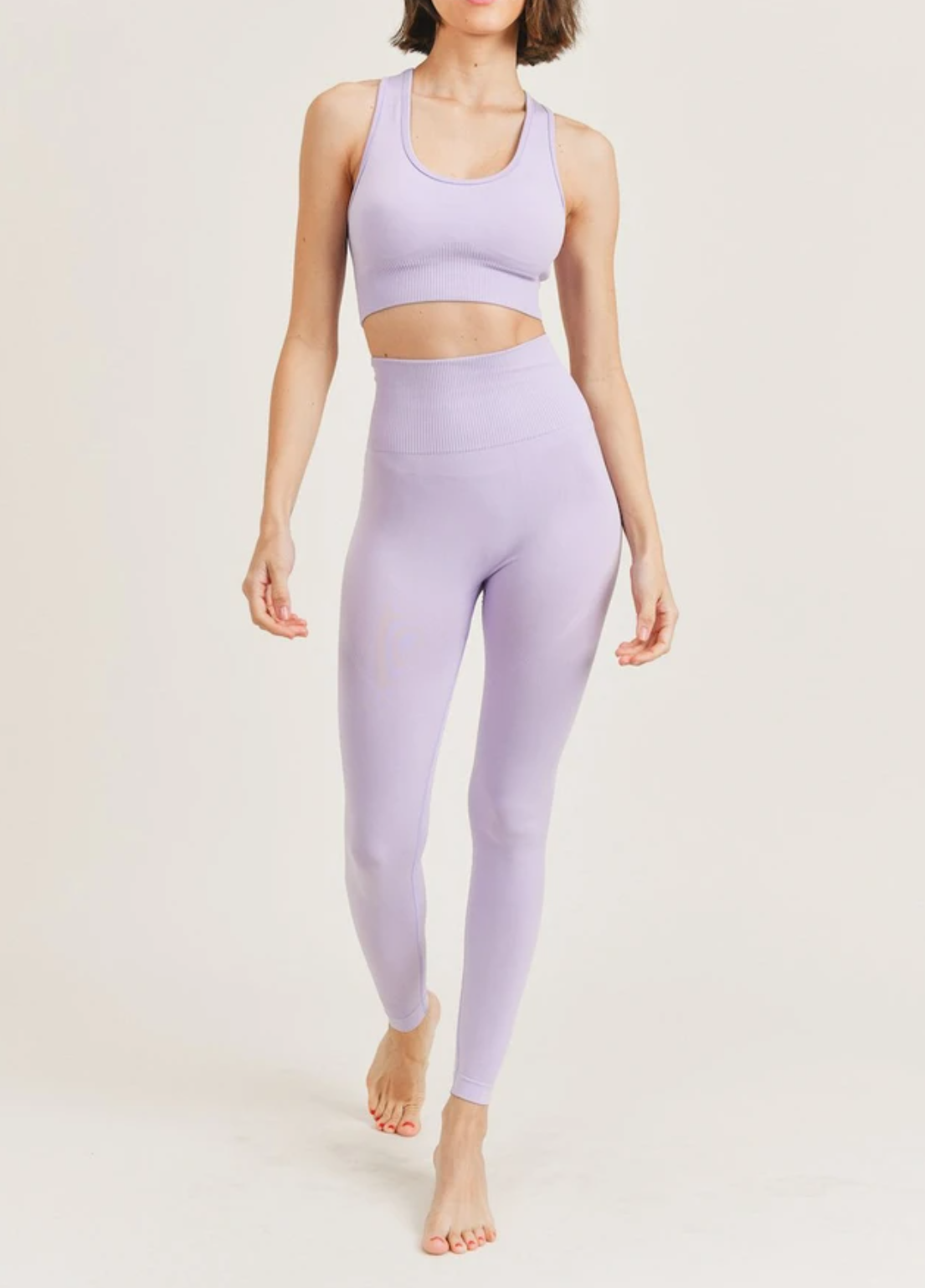 2023 Fashion Trends  Lilac Lavender Corset Sports Bra and Leggings Gym  Outfit 2-piece Set